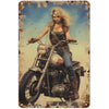 Motorcycle Pinup Girl Metal Tin Signs Reproduction Vintage Wall Decor Retro Art Tin Sign Funny Decorations for Home Bar Pub Cafe