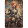 Motorcycle Pinup Girl Metal Tin Signs Reproduction Vintage Wall Decor Retro Art Tin Sign Funny Decorations for Home Bar Pub Cafe