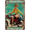 Motorcycle Pinup Girl Metal Tin Signs Reproduction Vintage Wall Decor Retro Art Tin Sign Funny Decorations for Home Bar Pub Cafe