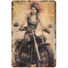 Motorcycle Pinup Girl Metal Tin Signs Reproduction Vintage Wall Decor Retro Art Tin Sign Funny Decorations for Home Bar Pub Cafe