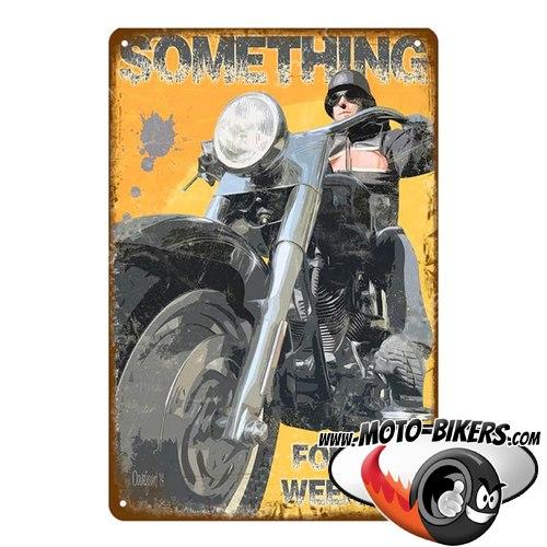Plaque métal - Biker Roadhouse - 30x40 en relief - Moto