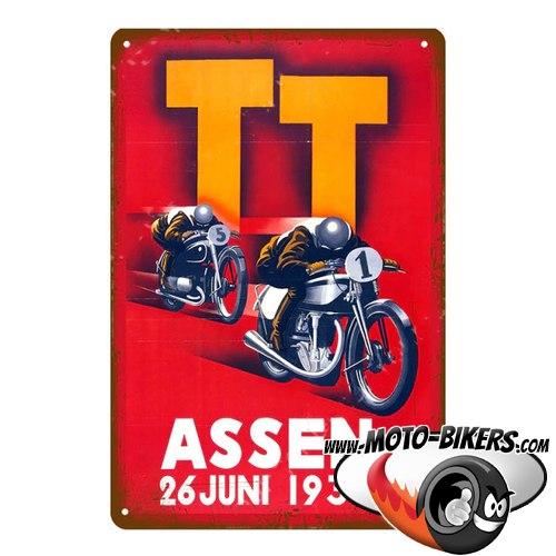 Plaque métal 19 x 19 cm tournoi motocross 1963 - Esprits Vintage