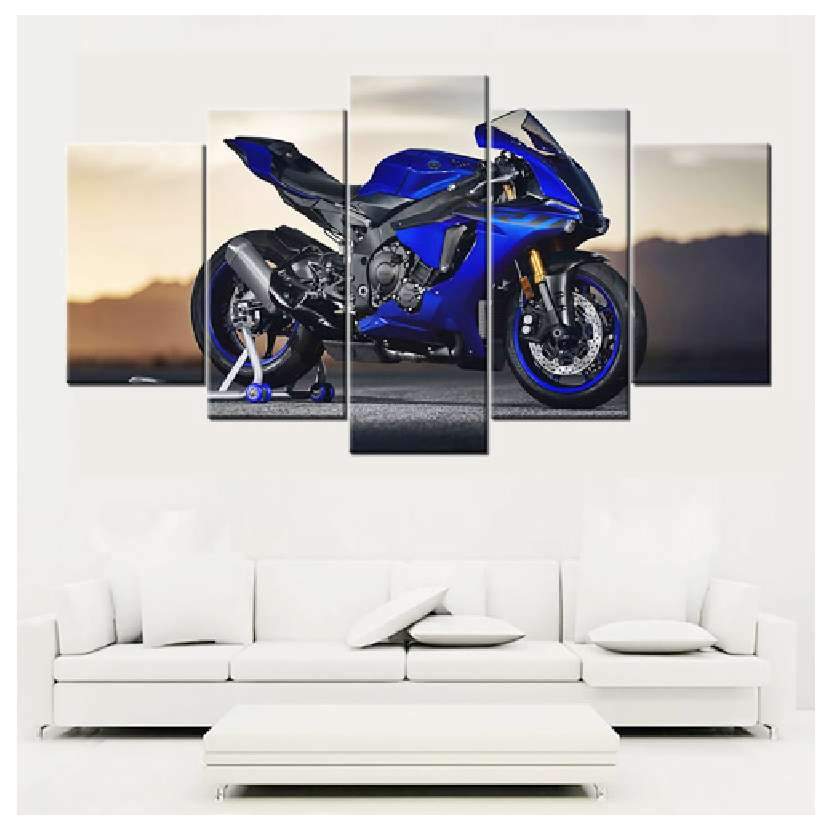 Bntchua Impression sur Toile Motocross Moto Sky Sunset 200 * 100Cm (sans  Cadre) 5 Parties Tableau Tableaux Decoration Murale Photo Image Chambre